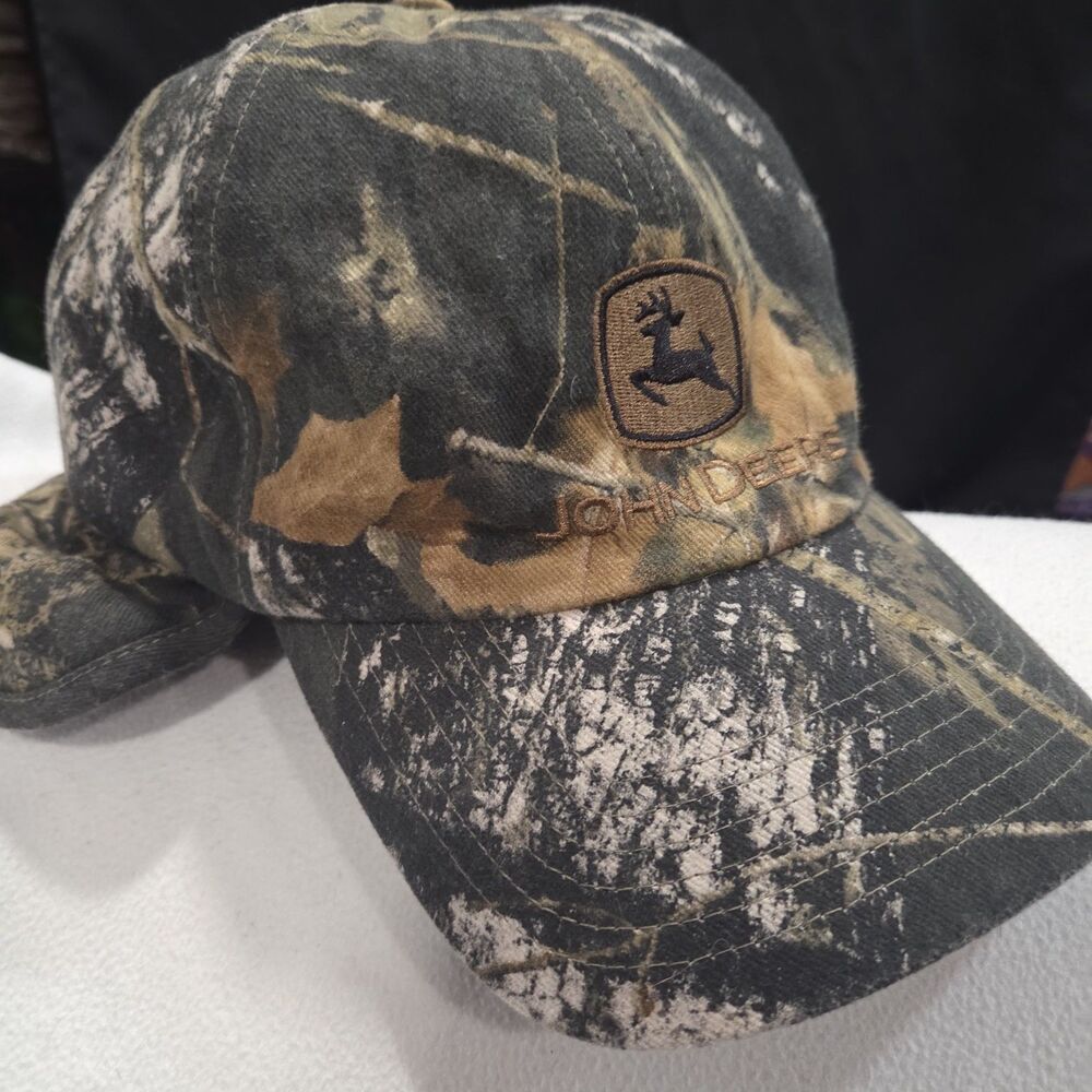 NWOT Vintage JOHN DEERE K-Products Trapper Aviator Hat Camo Ear Flaps RN 45724